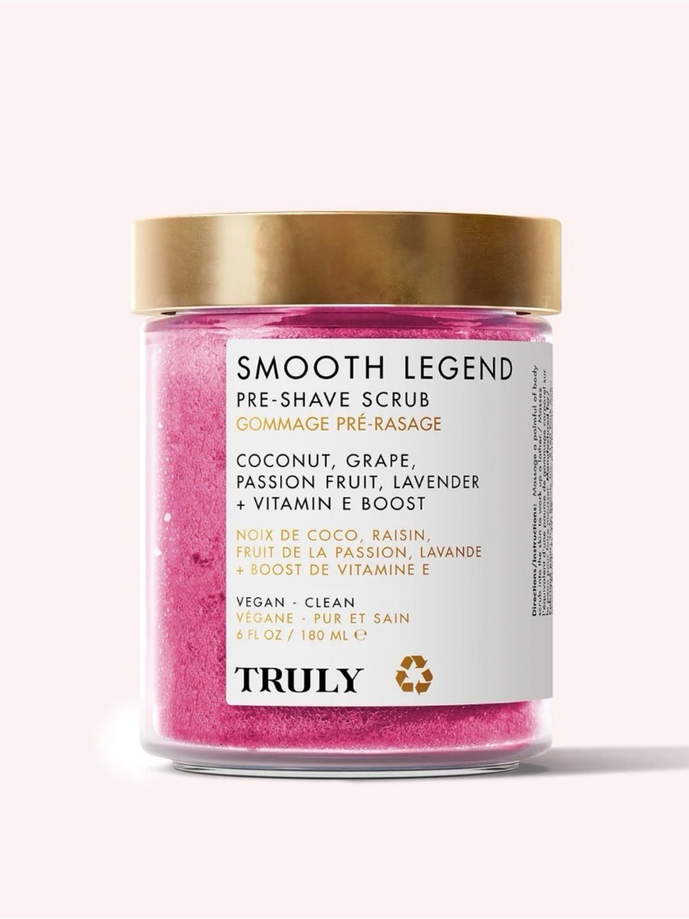 Truly Smooth Legend Pre-Shave Scrub- sugar based, vegan, brightening, exfoliate